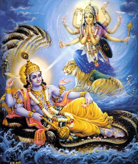 Vishnu auf der tausendkpfigen Schlange