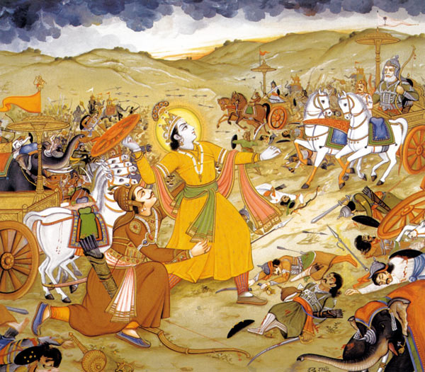 Arjuna h�lt Krishna zur�ck