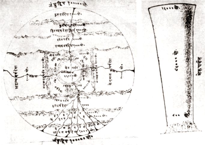 Jambudvipa mit den groen Flssen und der Berg Meru