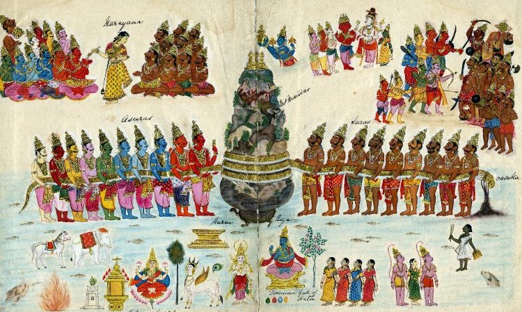 Das Quirlen des Ozeans durch die Götter und Dämonen Das Quirlen des Ozeans durch die Götter und Dämonen