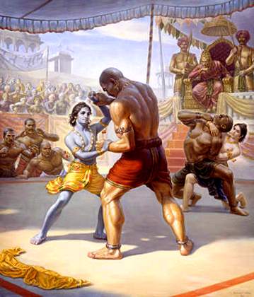 Der Ringkampf von Krishna und Balarama mit den Athleten Der Ringkampf von Krishna und Balarama mit den Athleten